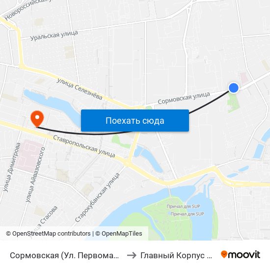 Сормовская (Ул. Первомайская) to Главный Корпус Кубгу map