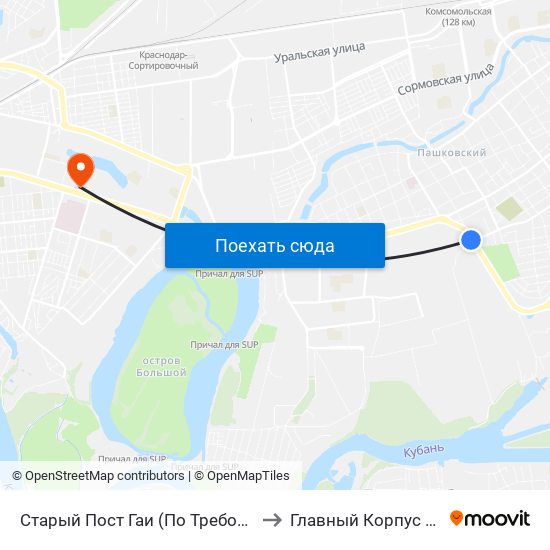 Старый Пост Гаи (По Требованию) to Главный Корпус Кубгу map