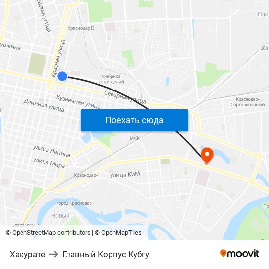 Хакурате to Главный Корпус Кубгу map