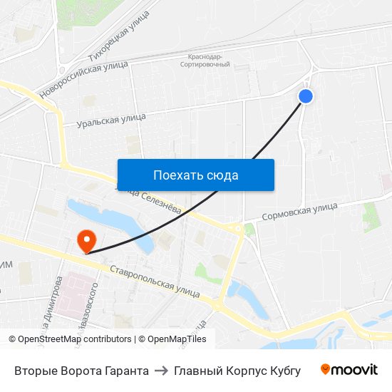 Вторые Ворота Гаранта to Главный Корпус Кубгу map