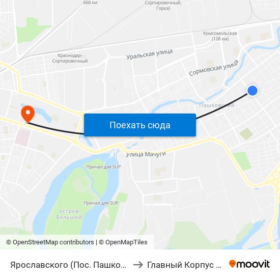 Ярославского (Пос. Пашковский) to Главный Корпус Кубгу map