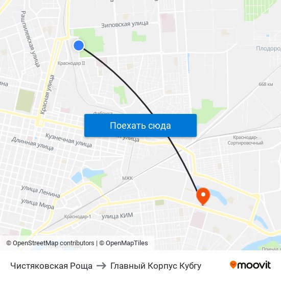 Чистяковская Роща to Главный Корпус Кубгу map