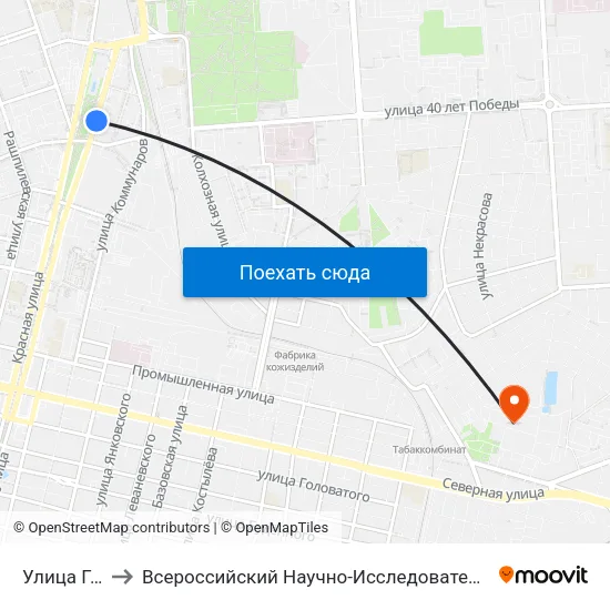 Улица Гаврилова to Всероссийский Научно-Исследовательский Институт Масличных Культур map