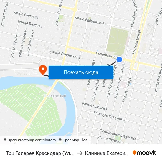 Трц Галерея Краснодар (Ул. Северная) to Клиника Екатерининская map