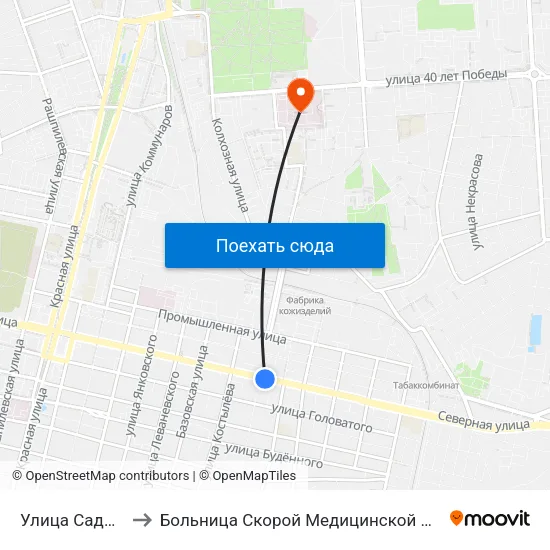 Улица Садовая to Больница Скорой Медицинской Помощи map
