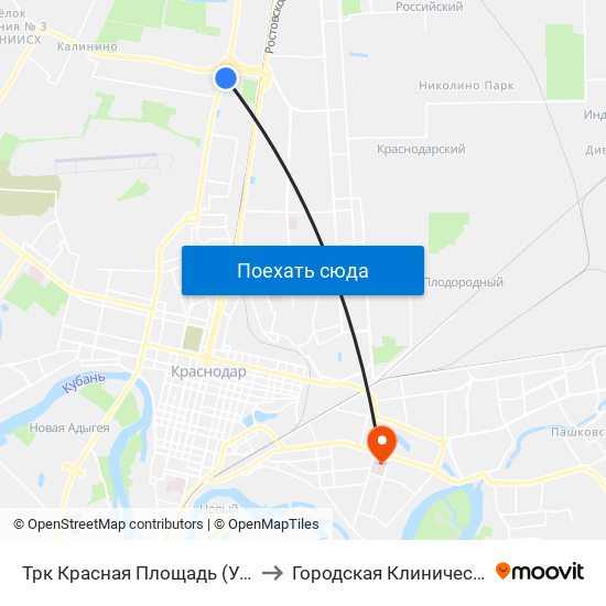 Трк Красная Площадь (Ул. Дзержинского) to Городская Клиническая больница 3 map