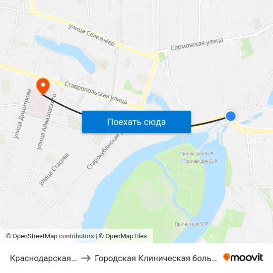 Краснодарская Тэц to Городская Клиническая больница 3 map