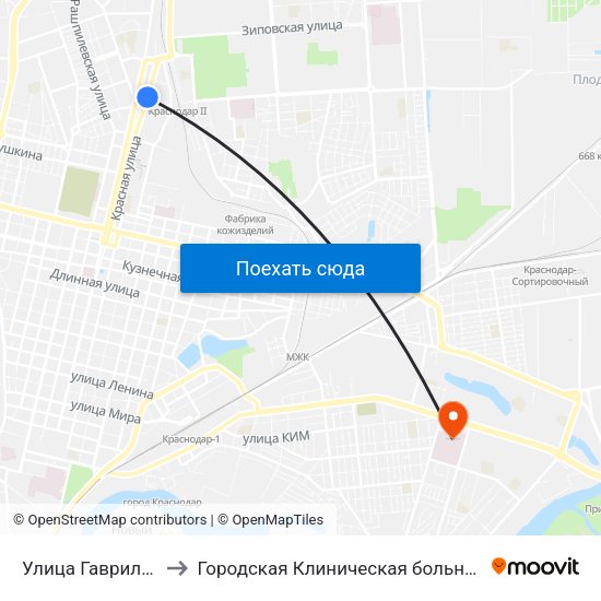 Улица Гаврилова to Городская Клиническая больница 3 map