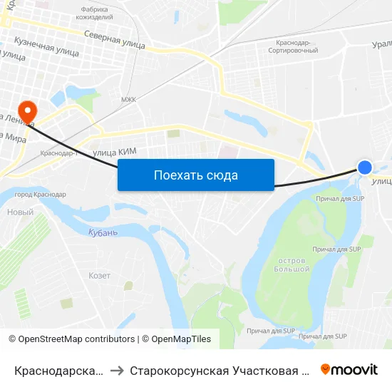 Краснодарская Тэц to Старокорсунская Участковая больница map