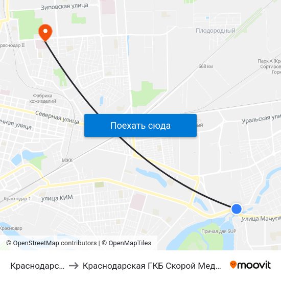 Краснодарская Тэц to Краснодарская ГКБ Скорой Медицинской Помощи map