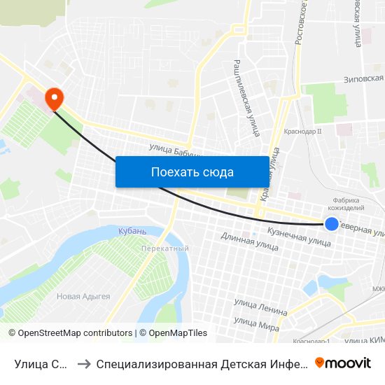 Улица Садовая to Специализированная Детская Инфекционная больница map
