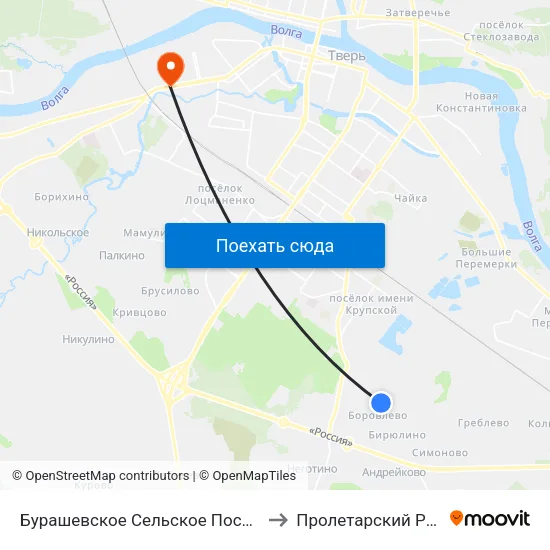 Бурашевское Сельское Поселение to Пролетарский Район map