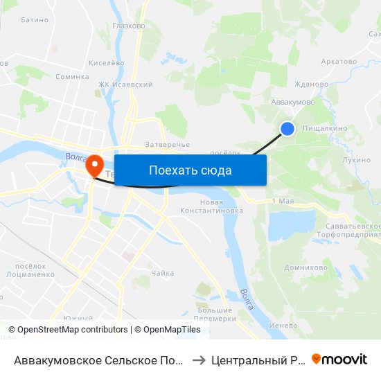 Аввакумовское Сельское Поселение to Центральный Район map