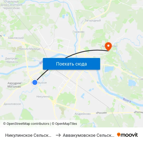 Никулинское Сельское Поселение to Аввакумовское Сельское Поселение map