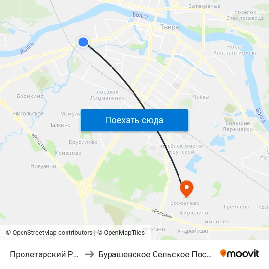 Пролетарский Район to Бурашевское Сельское Поселение map