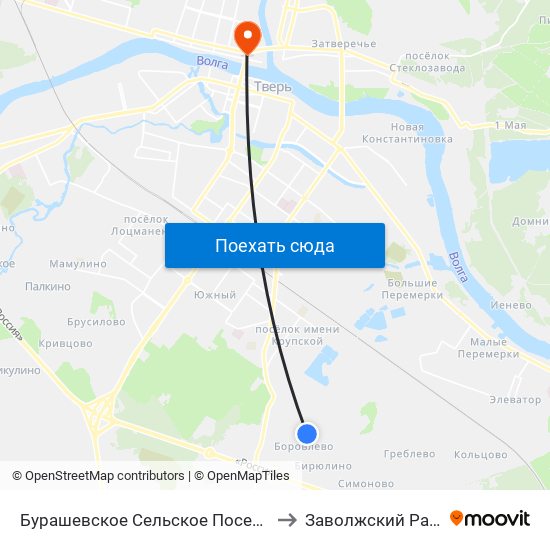 Бурашевское Сельское Поселение to Заволжский Район map