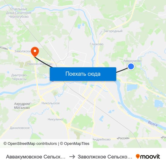 Аввакумовское Сельское Поселение to Заволжское Сельское Поселение map