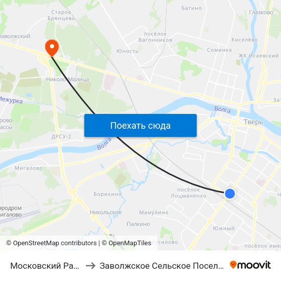 Московский Район to Заволжское Сельское Поселение map
