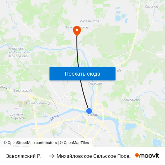 Заволжский Район to Михайловское Сельское Поселение map
