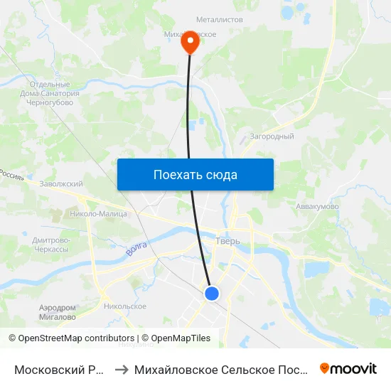 Московский Район to Михайловское Сельское Поселение map