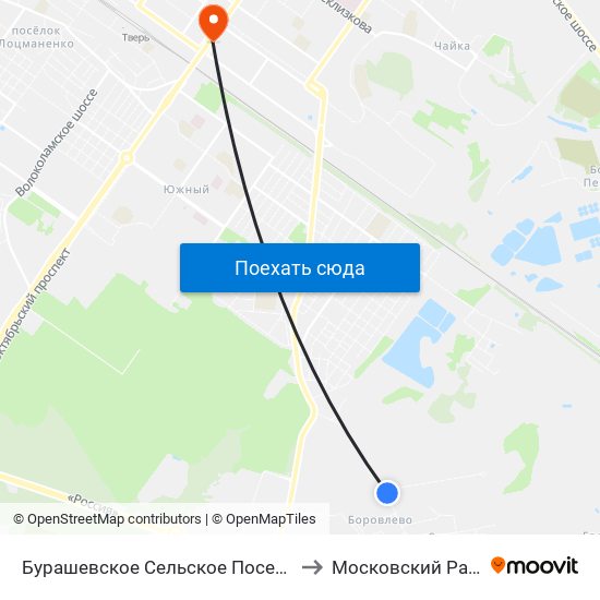 Бурашевское Сельское Поселение to Московский Район map