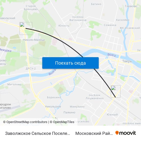 Заволжское Сельское Поселение to Московский Район map