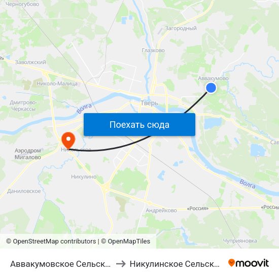 Аввакумовское Сельское Поселение to Никулинское Сельское Поселение map
