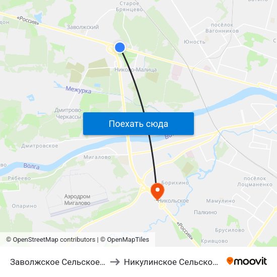 Заволжское Сельское Поселение to Никулинское Сельское Поселение map