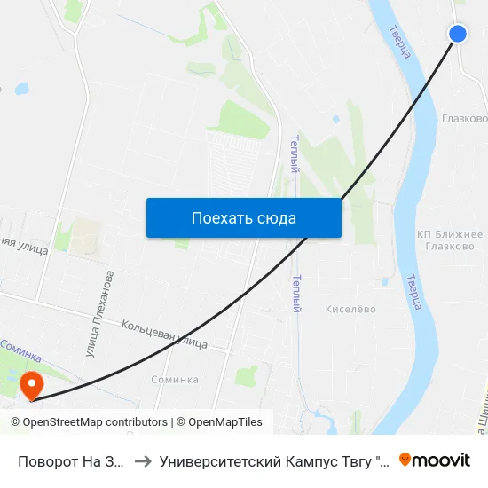 Поворот На Змеево to Университетский Кампус Твгу ""Соминка"" map