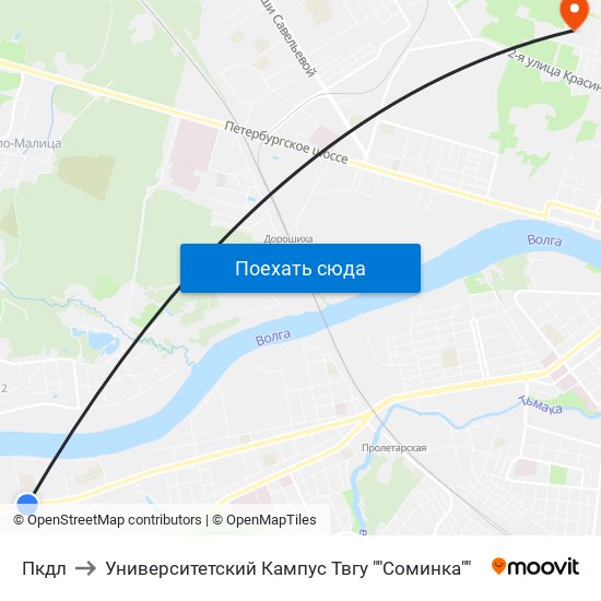 Пкдл to Университетский Кампус Твгу ""Соминка"" map