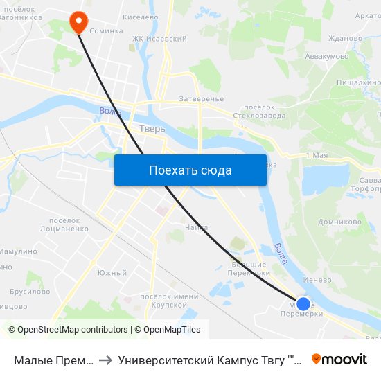 Малые Премерки to Университетский Кампус Твгу ""Соминка"" map