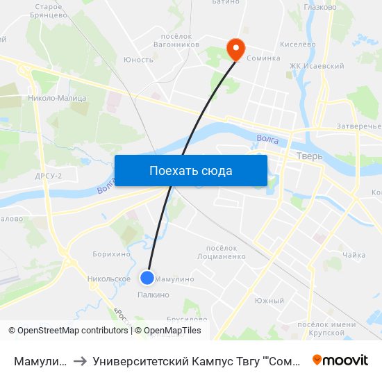 Мамулино to Университетский Кампус Твгу ""Соминка"" map