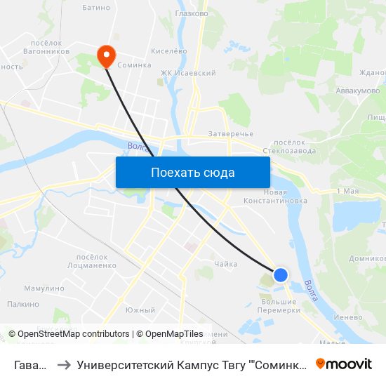 Гавань to Университетский Кампус Твгу ""Соминка"" map