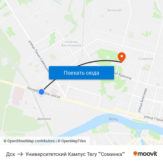 Дск to Университетский Кампус Твгу ""Соминка"" map