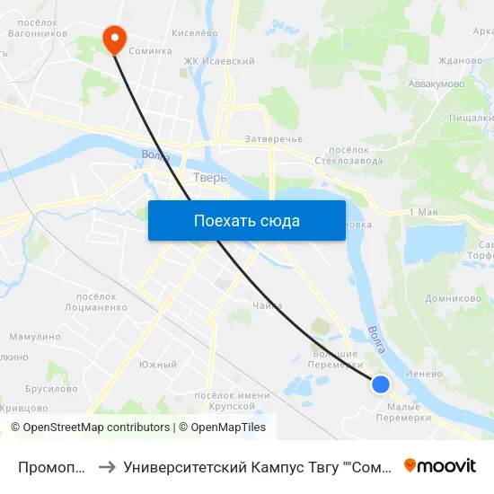 Промопост to Университетский Кампус Твгу ""Соминка"" map