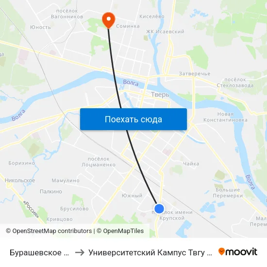 Бурашевское Шоссе to Университетский Кампус Твгу ""Соминка"" map