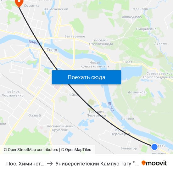 Пос. Химинститута to Университетский Кампус Твгу ""Соминка"" map