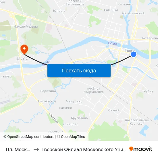 Пл. Московская to Тверской Филиал Московского Университета Мвд Рф map
