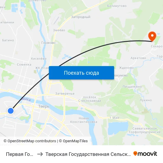 Первая Горбольница to Тверская Государственная Сельскохозяйственная Академия map