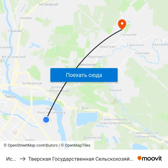 Искож to Тверская Государственная Сельскохозяйственная Академия map