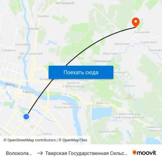 Волоколамский Пр-Т to Тверская Государственная Сельскохозяйственная Академия map