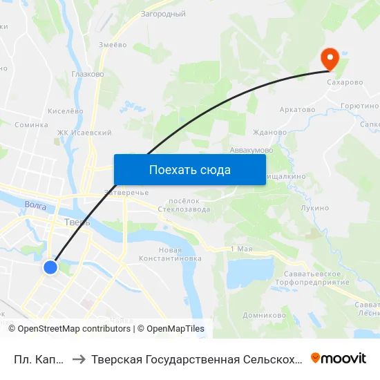 Пл. Капошвара to Тверская Государственная Сельскохозяйственная Академия map