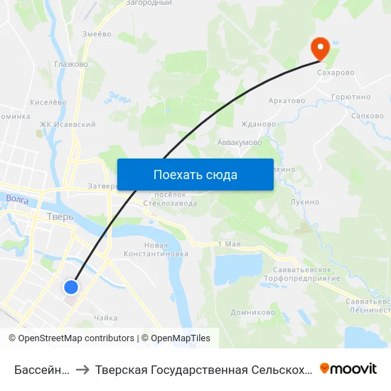 Бассейн Радуга to Тверская Государственная Сельскохозяйственная Академия map