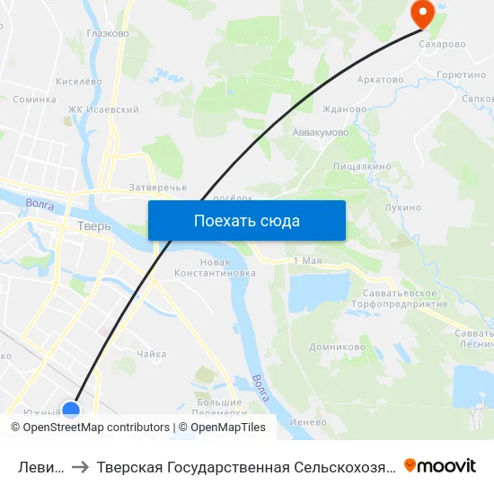 Левитана to Тверская Государственная Сельскохозяйственная Академия map