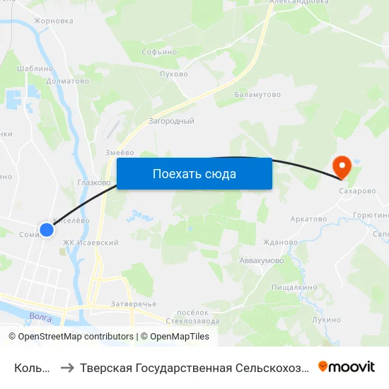 Кольцевая to Тверская Государственная Сельскохозяйственная Академия map