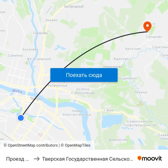 Проезд Дарвина to Тверская Государственная Сельскохозяйственная Академия map