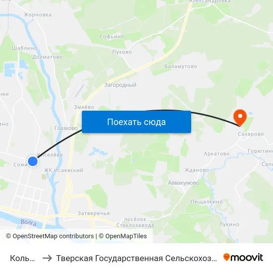 Кольцевая to Тверская Государственная Сельскохозяйственная Академия map