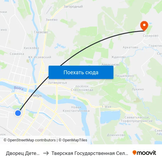 Дворец Детей И Молодёжи to Тверская Государственная Сельскохозяйственная Академия map