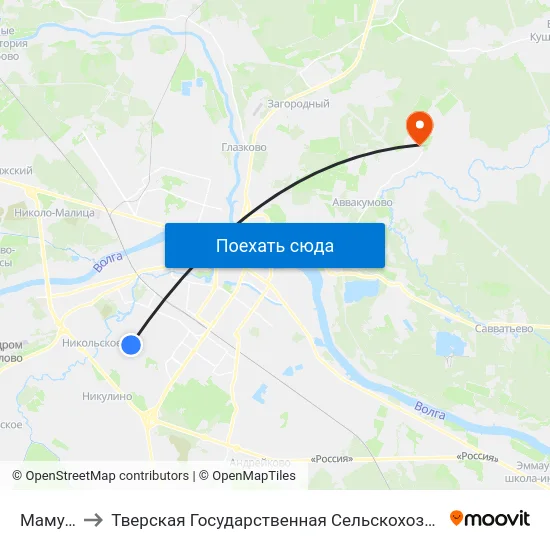 Мамулино to Тверская Государственная Сельскохозяйственная Академия map