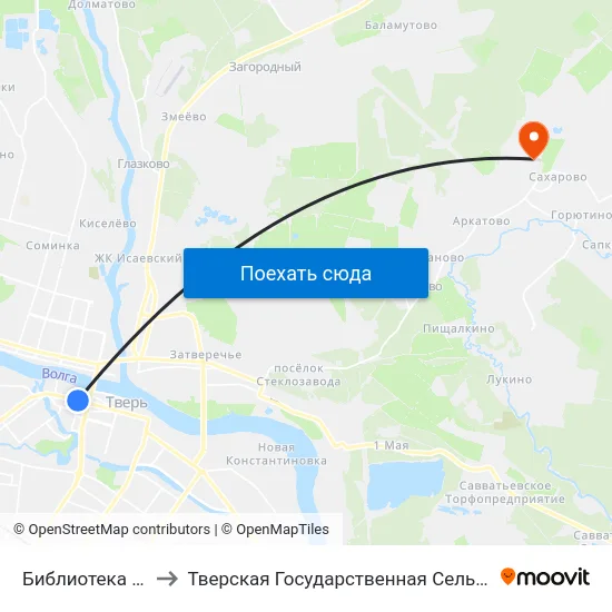 Библиотека Им. Горького to Тверская Государственная Сельскохозяйственная Академия map